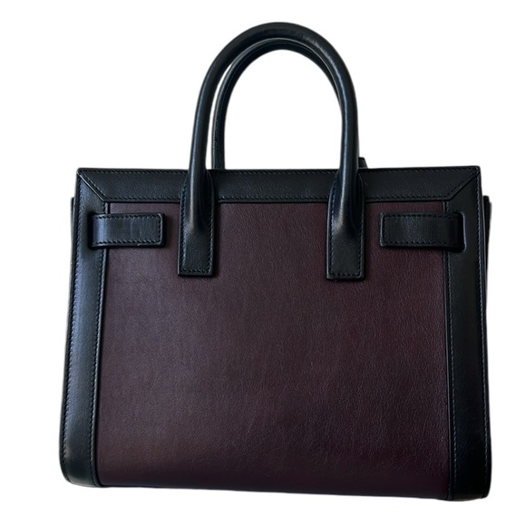 SAINT LAURENT SMALL SAC DE JOUR LEATHER TOTE BAG IN UMBER,NERO - Picture 7 of 16